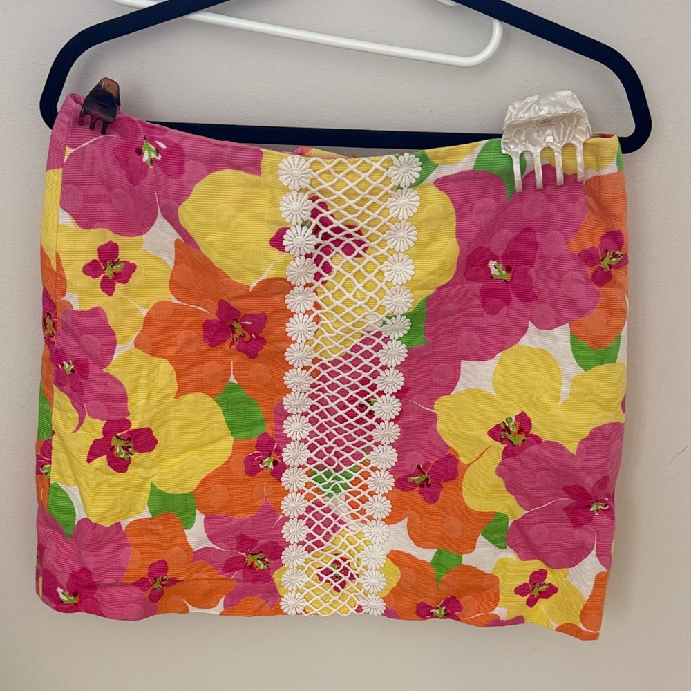 Lilly Pulitzer Pink and Yellow Floral Skirt, size 8